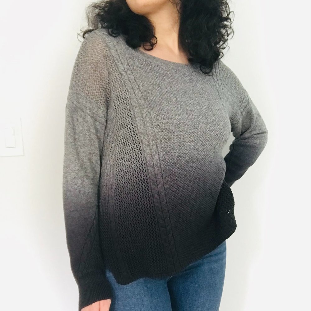 Crew Neck Grey-Black Gradient Sweater